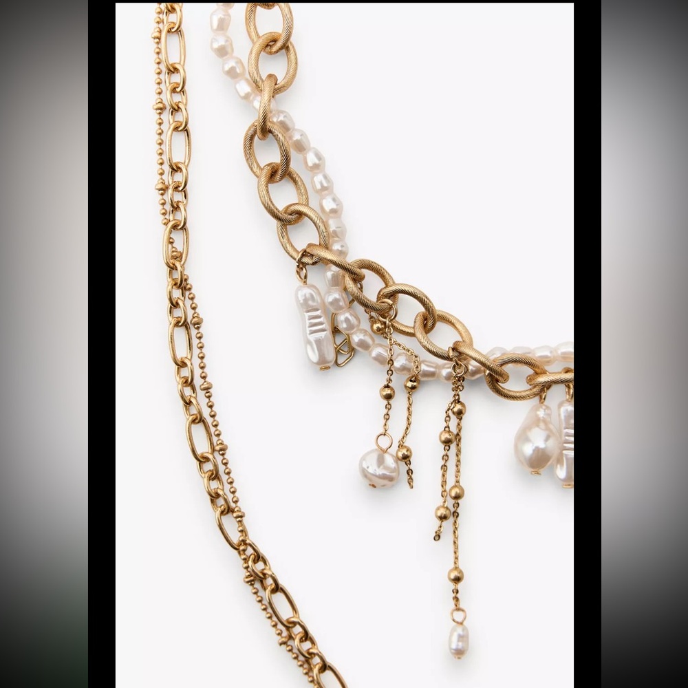 Zara pack of pearl chains multi strand necklaces - Picture 7 of 8